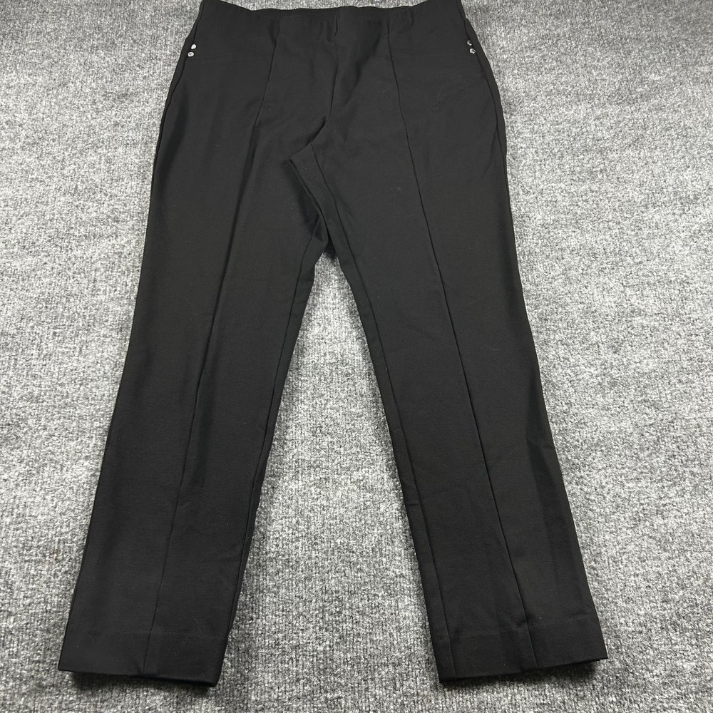 Nine West Dress Pants Womens PL Petite Large Black Pintuck Seam Pull On Career